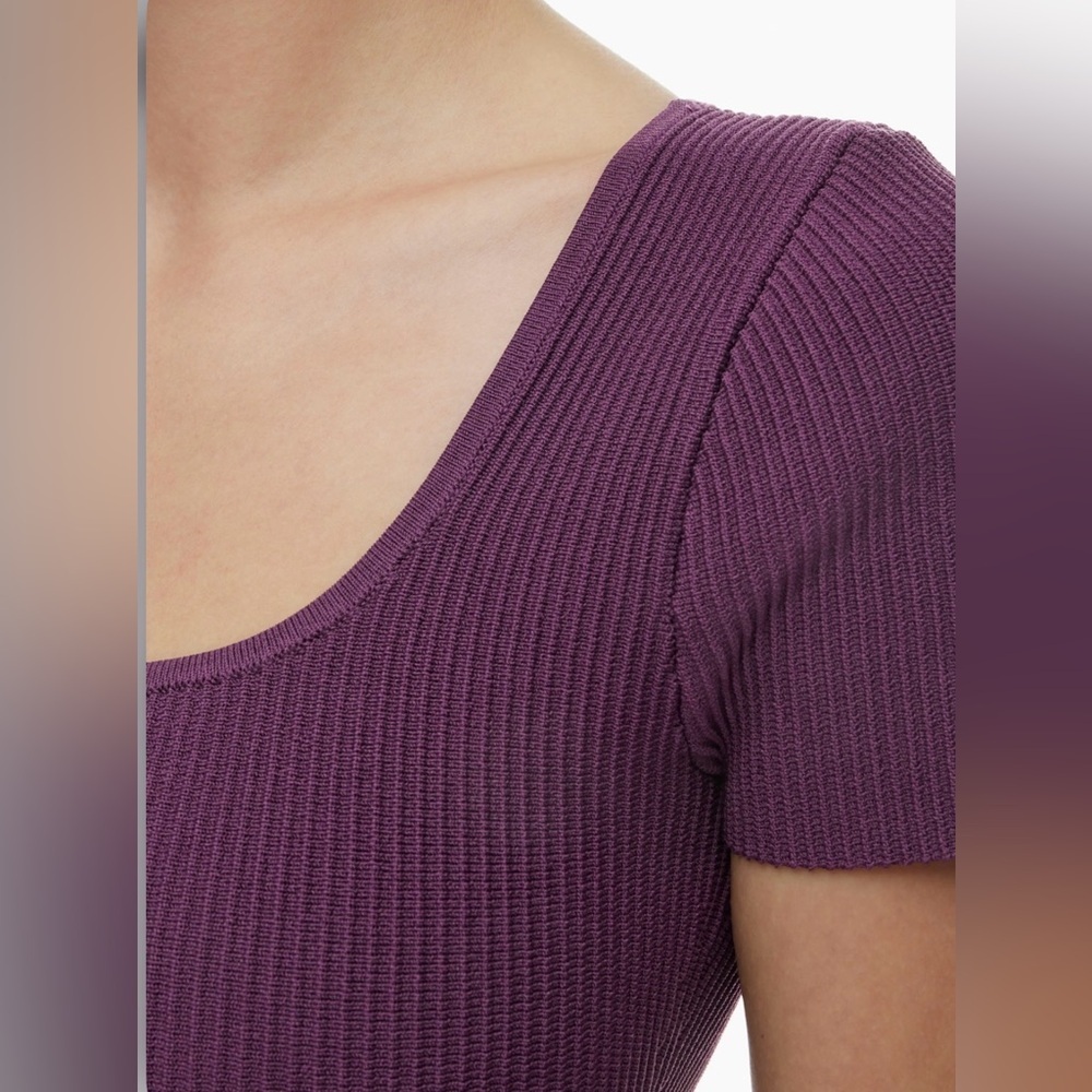 BABATON (Aritzia) Sculpt Knit Short Sleeve Crop Top. Ribbed. Medium. - Picture 3 of 9